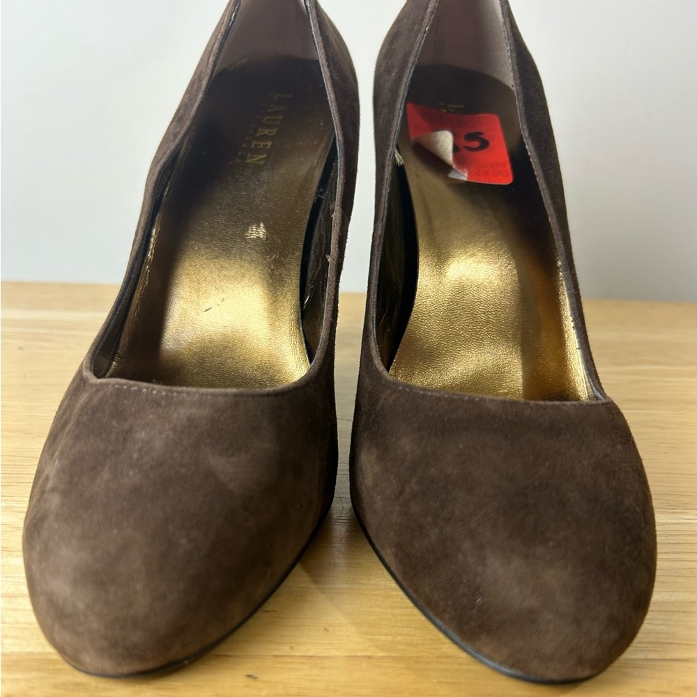 Lauren Ralph Lauren LRL Suede Pumps Heels Shoes 8.5 Brown City Office Evening - Picture 9 of 16